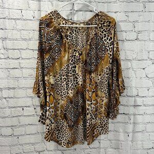 Ladies Est 1946 animal print blouse Size L